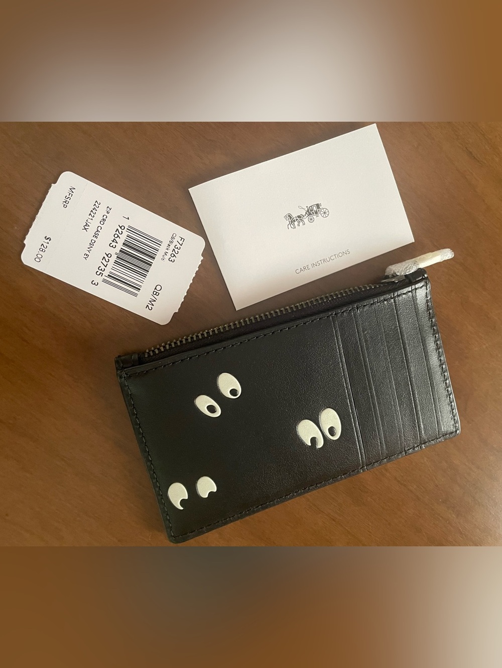 Coach x Disney Black Leather Card Case with Zipper